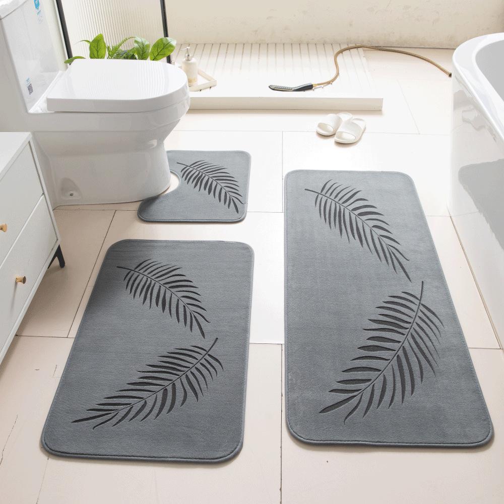 3D Carved Three-Dimensional Bathroom Floor Mat Toilet Three-Piece Non-Slip Absorbent Carpet
