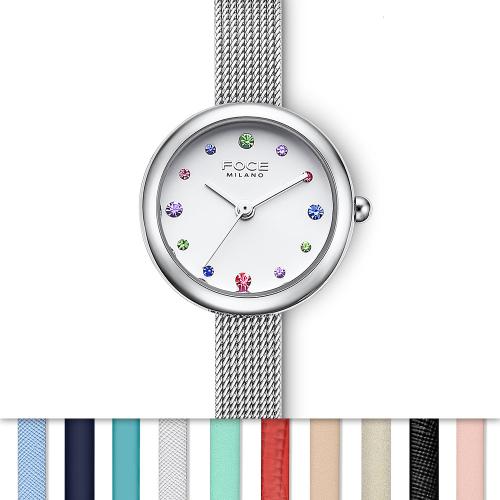 [FOCE LADY] FOCE LADY Women s Macaron Changeable Band Watch FM2013JW Black Enamel