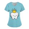 Teeth Print Scrub Tops Women Dentist Working Uniform Nurse Scrub Uniformes Medicos Para Mujer Tooth Hospital Workwear