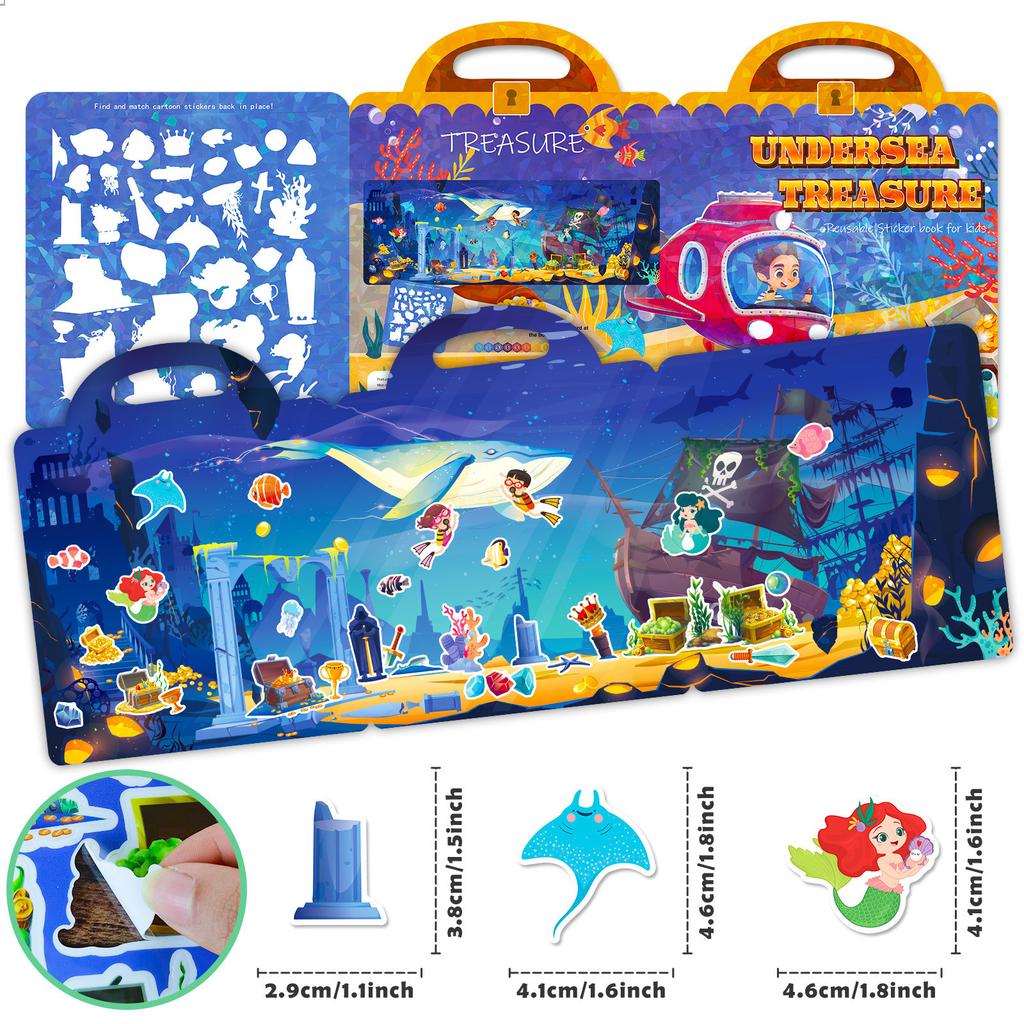 Children'S Personalized Diy Underwater Treasure Children'S Early Education Quiet Book Parent-Child Interaction Can Be Repeatedly Pasted Jelly Stickers