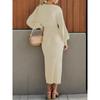 Western Style New Fashion Lace-up Slim Fit Knitted Dress Knitted Long Sleeved Dress