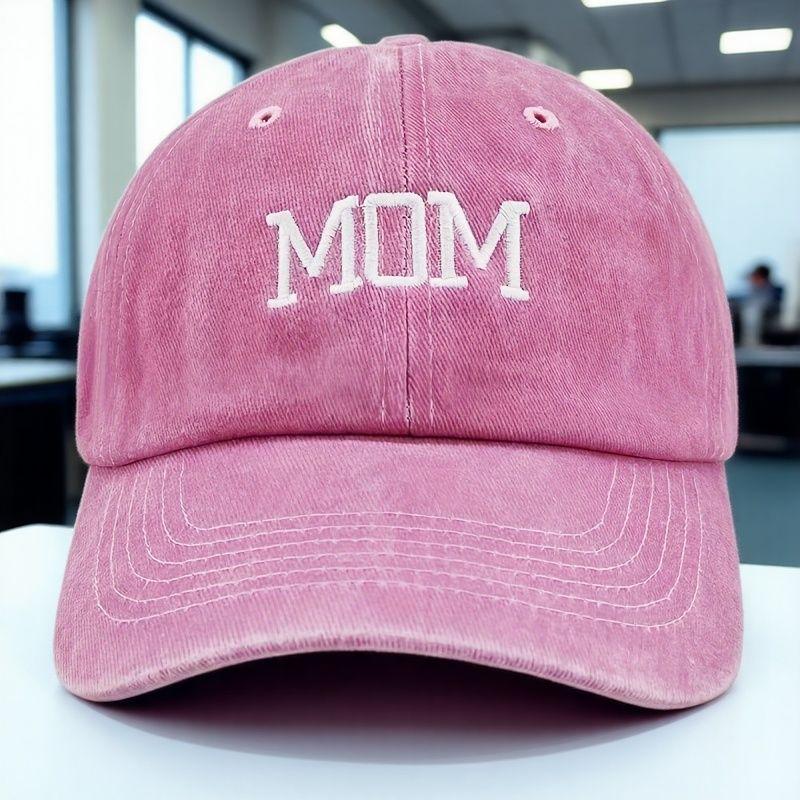 Letter Embroidery Washed Baseball Cap - Mother's Day MOM & DAD Hat