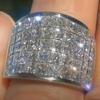 Huitan Gorgeous Bright Cubic Zirconia Wide Ring for Women Party Accessories Fashion Modern Silver Color Finger Jewelry for LadyGood product