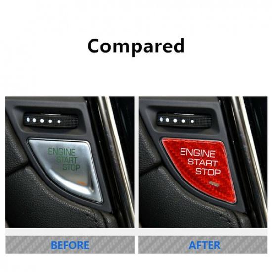 Luxury Red Carbon Fiber Car Start Button Sticker Decal For Cadillac ATS 2013-19