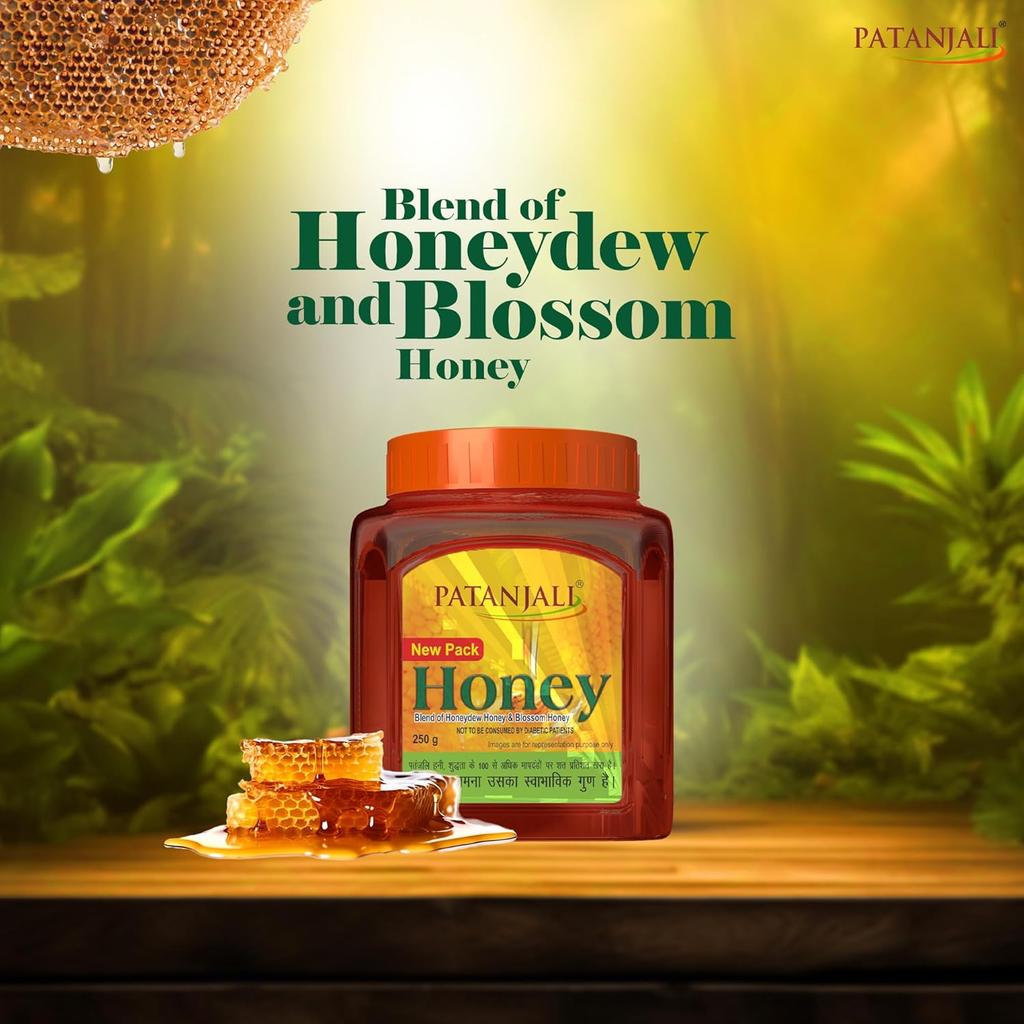 Patanjali Honey Pure Natural Shahed 250g Pack Of 1 | Premium Sweetener For Cooking & Skin Care