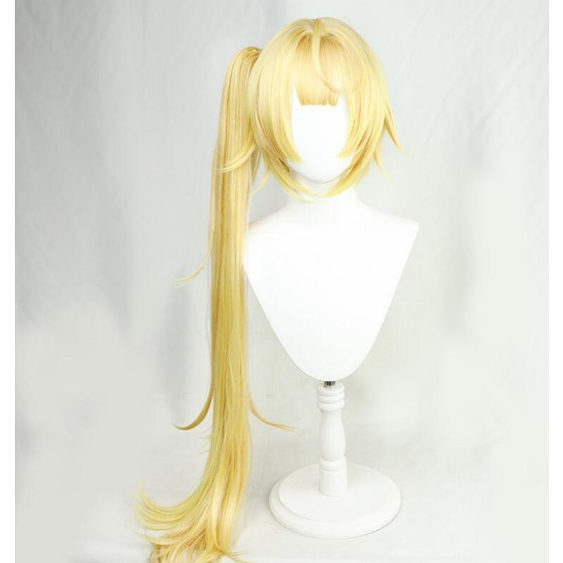 Anime 90CM Sara Vtuber Youtuber Hololive Cosplay Long Galben Coada de cal Rezistent la căldură Păr sintetic Halloween Carnaval Party
