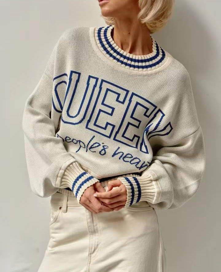 

Женский свободный свитер с круглым вырезом премиум-класса