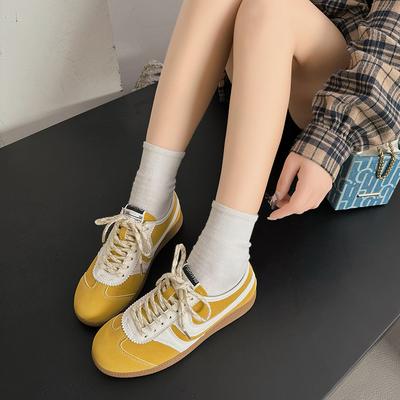 Fashion Retro Sneakers 2024 New Summer Breathable Casual Versatile Flat Shoes Suede Stitching Cowhide Sneakers for Women