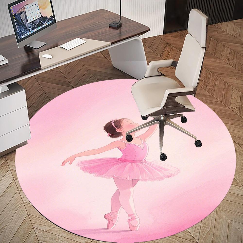 1PC Ballet Tutu Pink Round Chair mat Area Rug - Non-Slip, Floor Mat for Office, Bedroom, home decor Christmas Gift c0528116