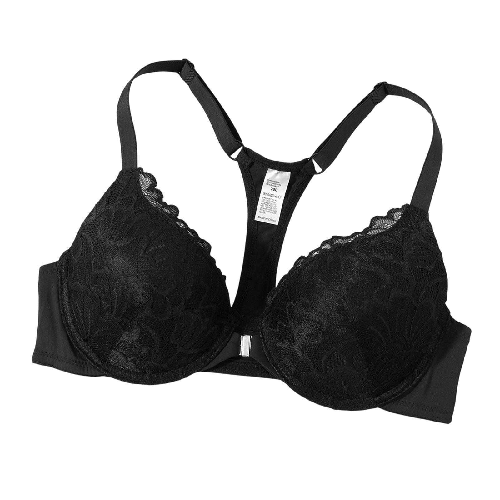 

Exclusive for lace French sexy gathering large size bra adjustable comfortable front buckle beautiful back underwear 70B чёрный