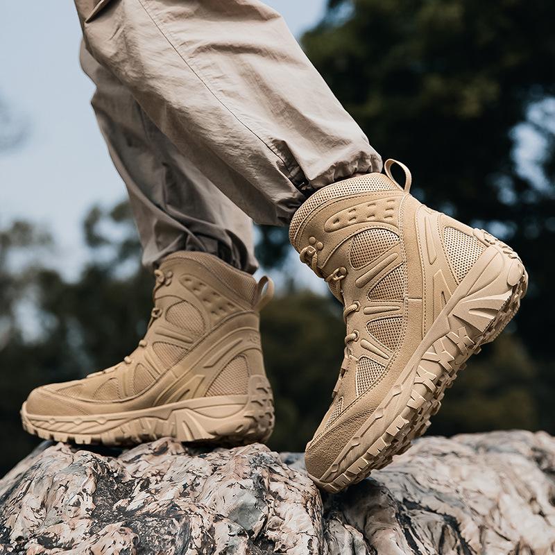 Plus Size Men's High-Top Wear-Resistant Non-Slip Hiking Boots for Outdoor Trekking and Off-Road Combat