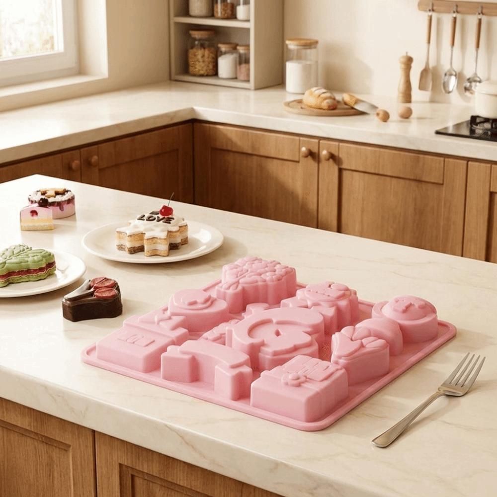 12 Cavity Mother's Day Theme Baking Mold Non-stick Silicone Candy Mold Mousse Cake Molds Household
