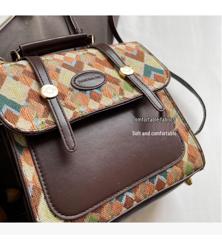 Textured Retro Women's Backpack Purse - 2025 Fashion Single Shoulder Crossbody Bag