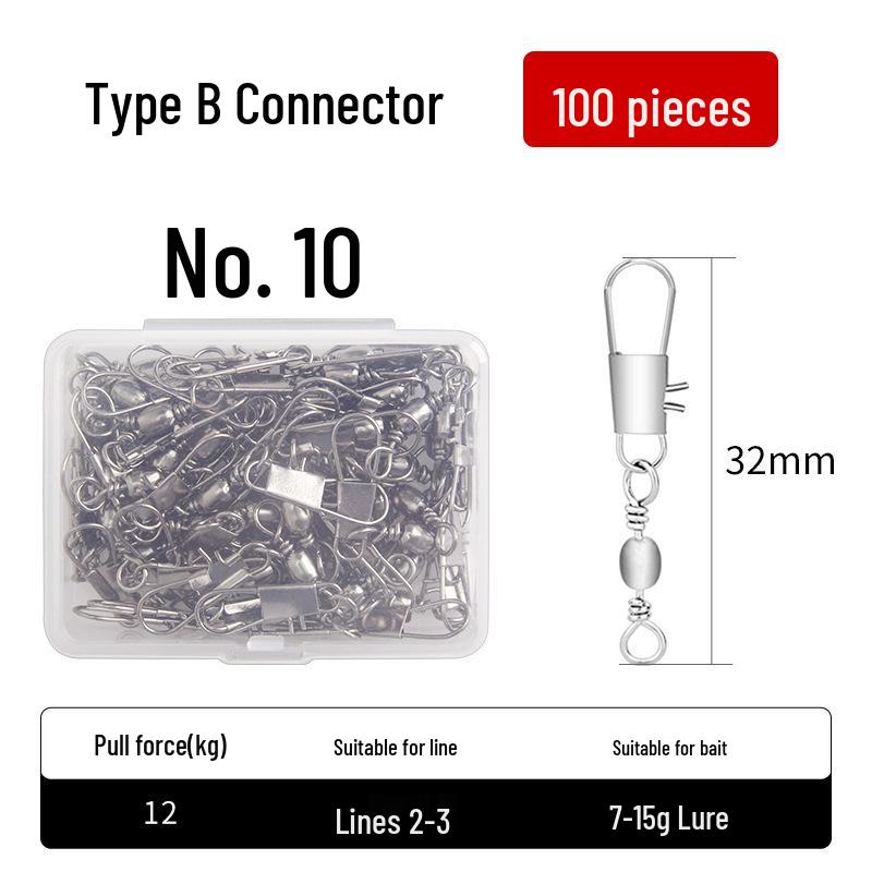 Type B Snap Swivel Barrel-Shaped Figure-8 Ring Connector for Sea Rod Fishing