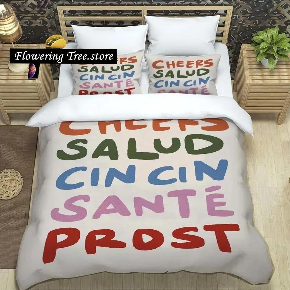 Beautiful Wine Glass Print Sheet Quilt Covers Bedding Dormitory Sheets Three-piece Bedding Set Soft Warm Bedding Set