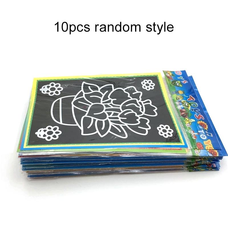 5/10/15/20pcs Scratch Painting Notebook Art Classroom Supplies Office Cultural School Rewards Cartoon Pattern Colorful Paper TMZ