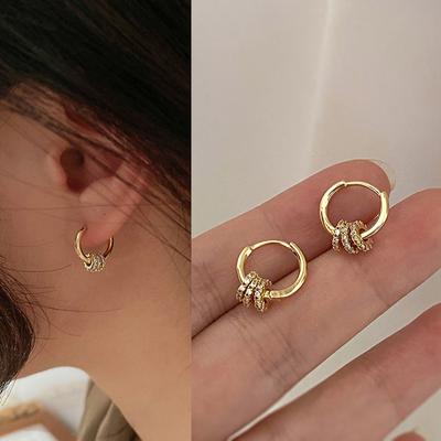 Geometrische Zahnradform Kreis Creolen für Frauen Mädchen Schnalle Typ Zirkon Ohrstecker koreanischen Schmuck