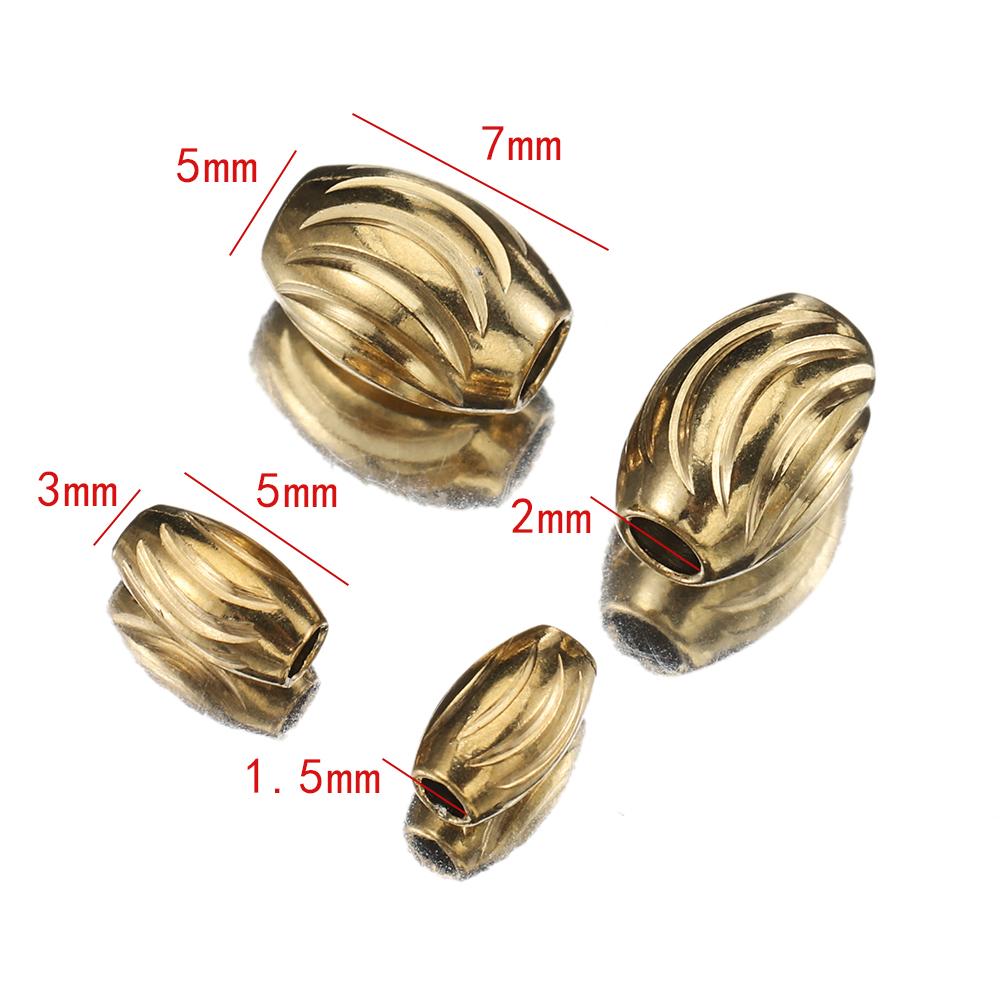 20pcs Stainless Steel Gold Color Oval Cylinder Water Wave Spacer Loose Bead for Bracelets Necklace Beads Jewelry Making DIY