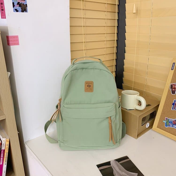 New Simple Solid Color Backpack Student Backpack