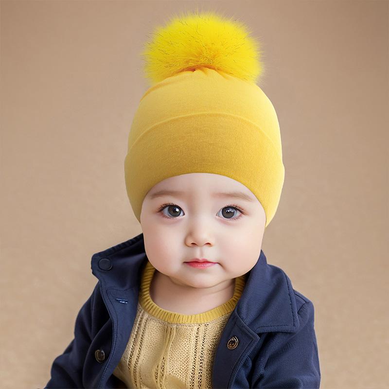 Baby Winter Warm Hats Toddler Pom Pom Beanie Knit Soft Caps For Boys Girls Cotton Elastic Children Bonnet Hat Beanies Girls Caps