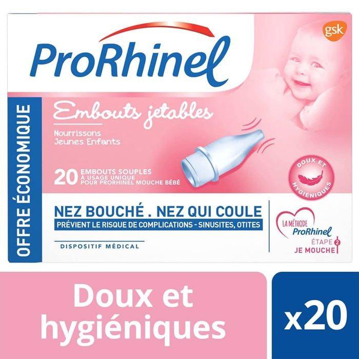 Mouche-bebe Prorhinel Embouts Jetables Mouche pour Bebe, pour Nez Bouche, Fabrique en France, 20 Embouts Souples - Lot de 4