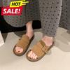 Fashion Suede Leather Women's Flat Slippers Fashion Buckle Belt Non-Slip Sandals Large Size Woman Summer Casual Shoes Platform Sandalias
