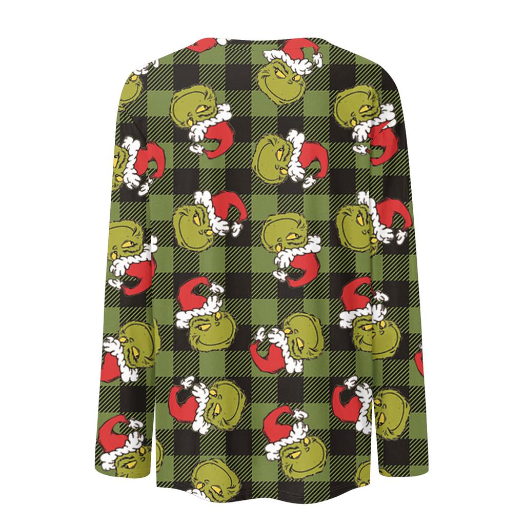 Women's Fashion Casual LongSleeve Print Round Neck Pullover Top Blouse