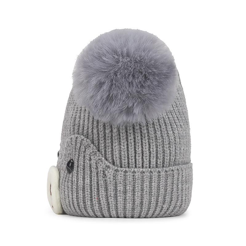 NORTHWOOD Winter Warm Baby Fur Ball Knitted Hat Cute Boys Girls Cold-proof Woolen Knitted Beanies Hat Soft Children's Hat