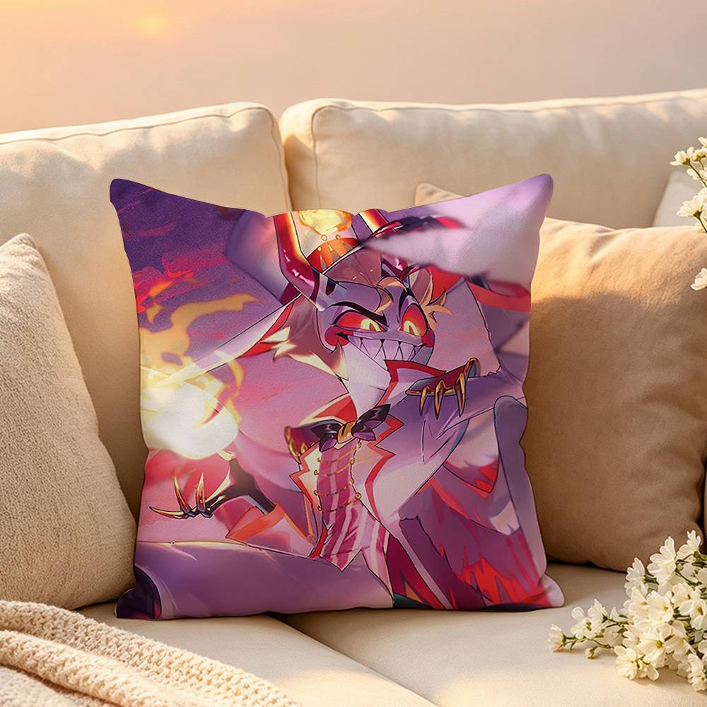 Animation Hazbin Hotel Llucifer Pillow Case Pattern Printed Pillowcase For Living Room Sofa Cushion Cover