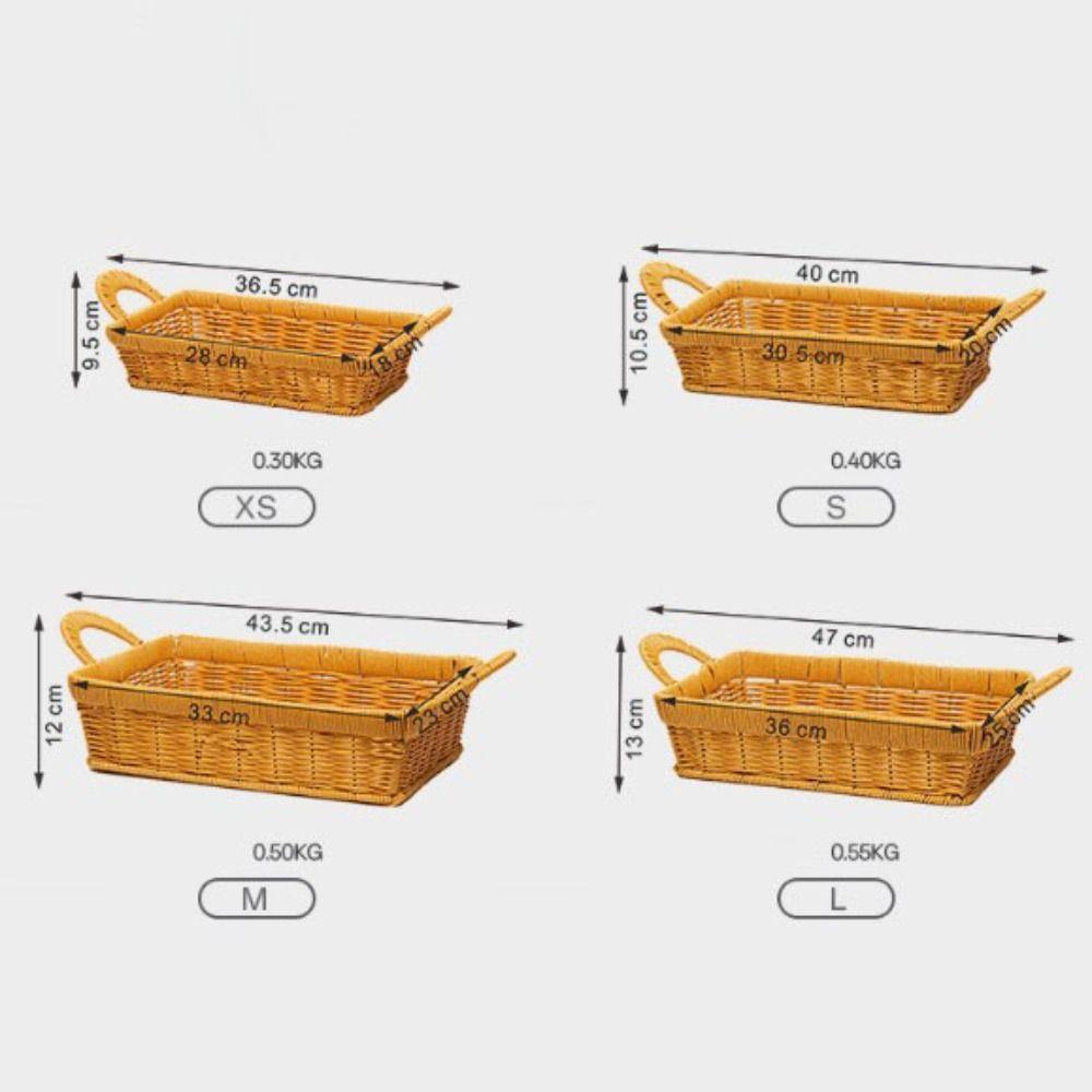 Portable Handwoven Bread Storage Basket Double Handle 6 Styles Fruit Tray Sundries Organizer Breathable Outdoor Picnic Basket