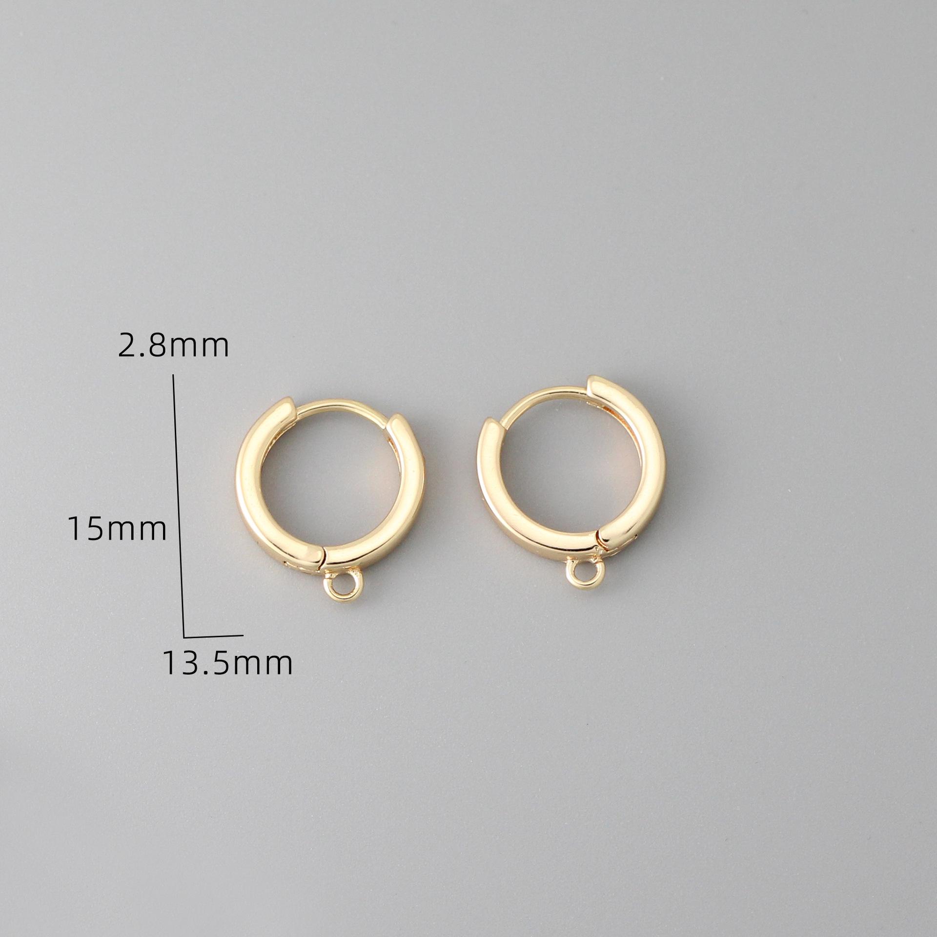 18K Gold Plated Copper Round Earrings with Hanging Loop Clasp