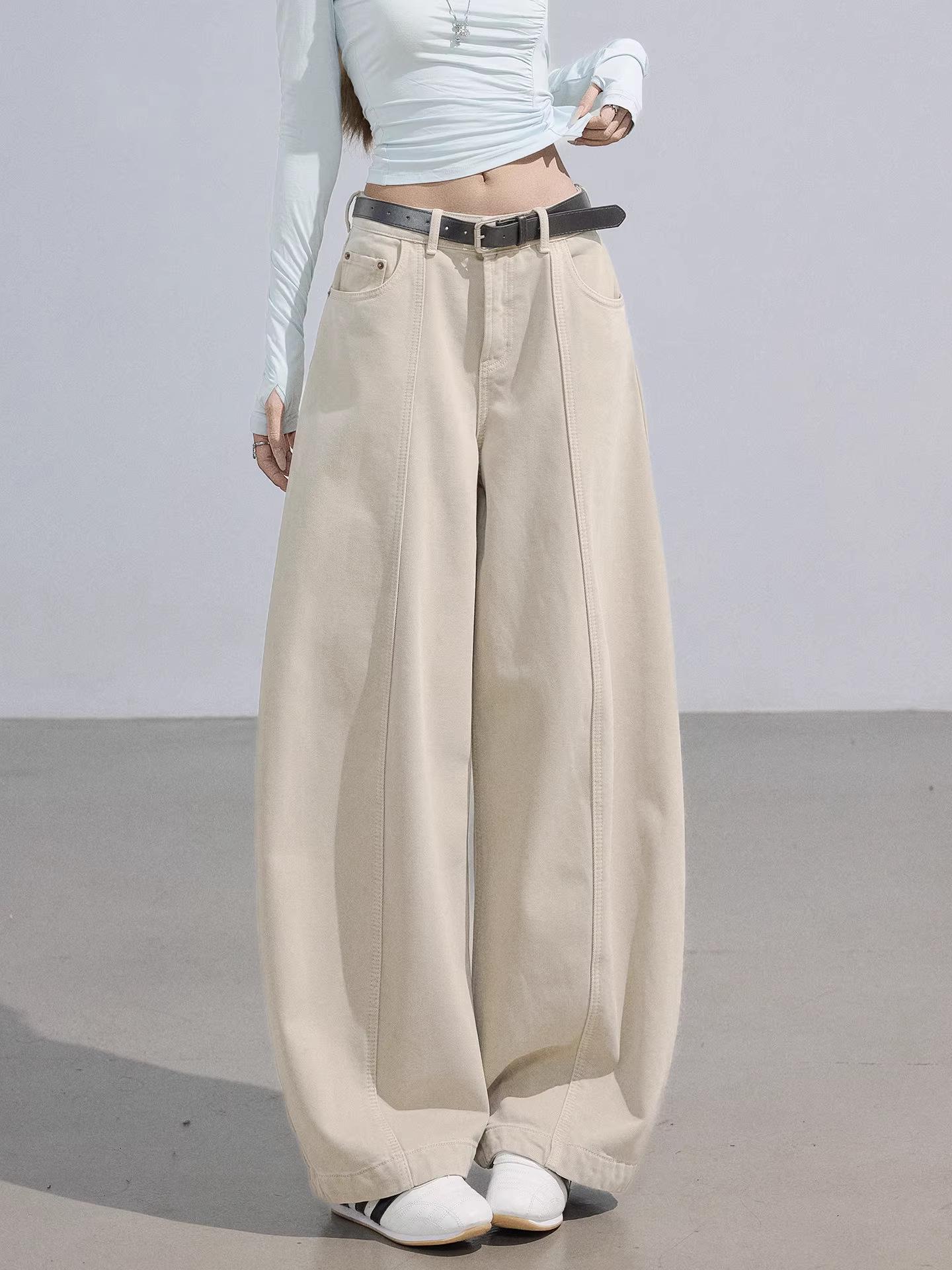 Plus Size Women s Apricot Wide Leg High Waist Jeans 4XL