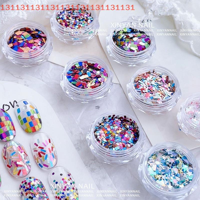 1jar Manicure Accessories DIY Nail Art Design Colorful Iridescent Laser Nail Glitter Decoration Mixed Colors Sequin Flakes