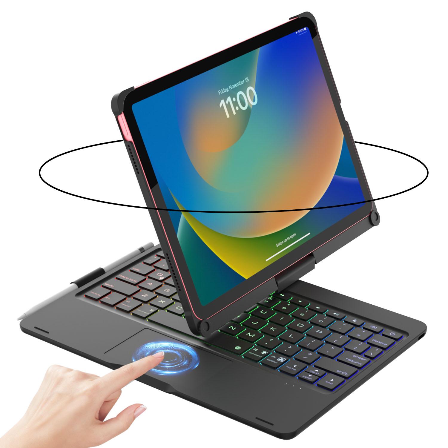 

Backlit Keyboard Case with Trackpad & 360° Swivel for iPad 10th/11th Gen (A16), iPad Air 4th/5th Gen, and iPad Pro 11 (All Model iPad 10th чёрный