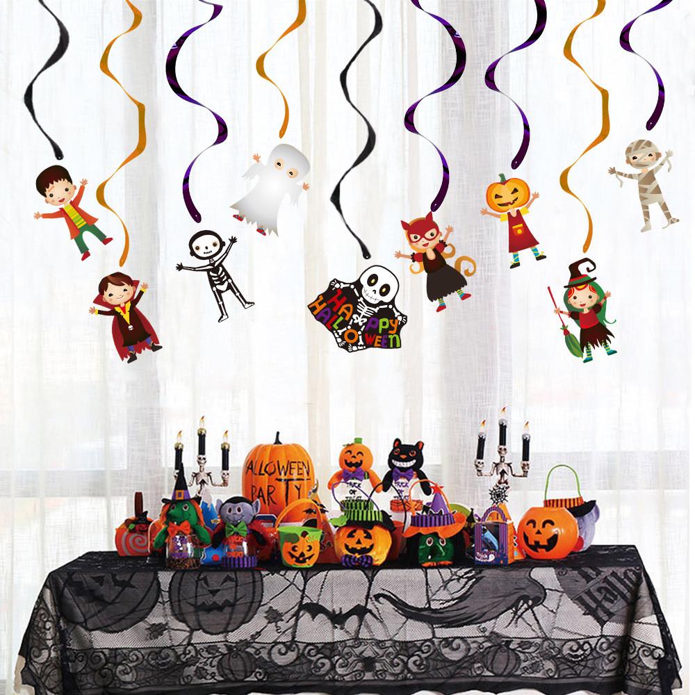 Delightful Spiral Halloween Hangings Featuring Cheerful Cartoon Dolls For Seasonal Decor