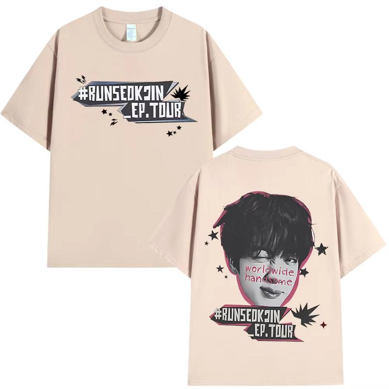 Jin Runseokjin EP Tour 2025 T-shirts Kpop Koreansk Sångare Kortärmad T-shirt Herr Dam Kläder Bomull Casual T-shirts Streetwear
