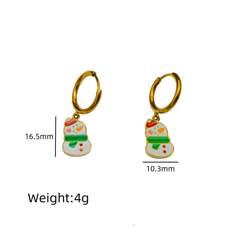 New Fashion Christmas Earrings: Creative Snowman & Tree Design In Stainless Steel