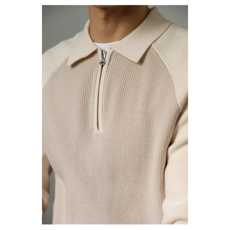 Men S Polo Collar Color Block Knit Sweater Half Zip Casual Spring Autumn