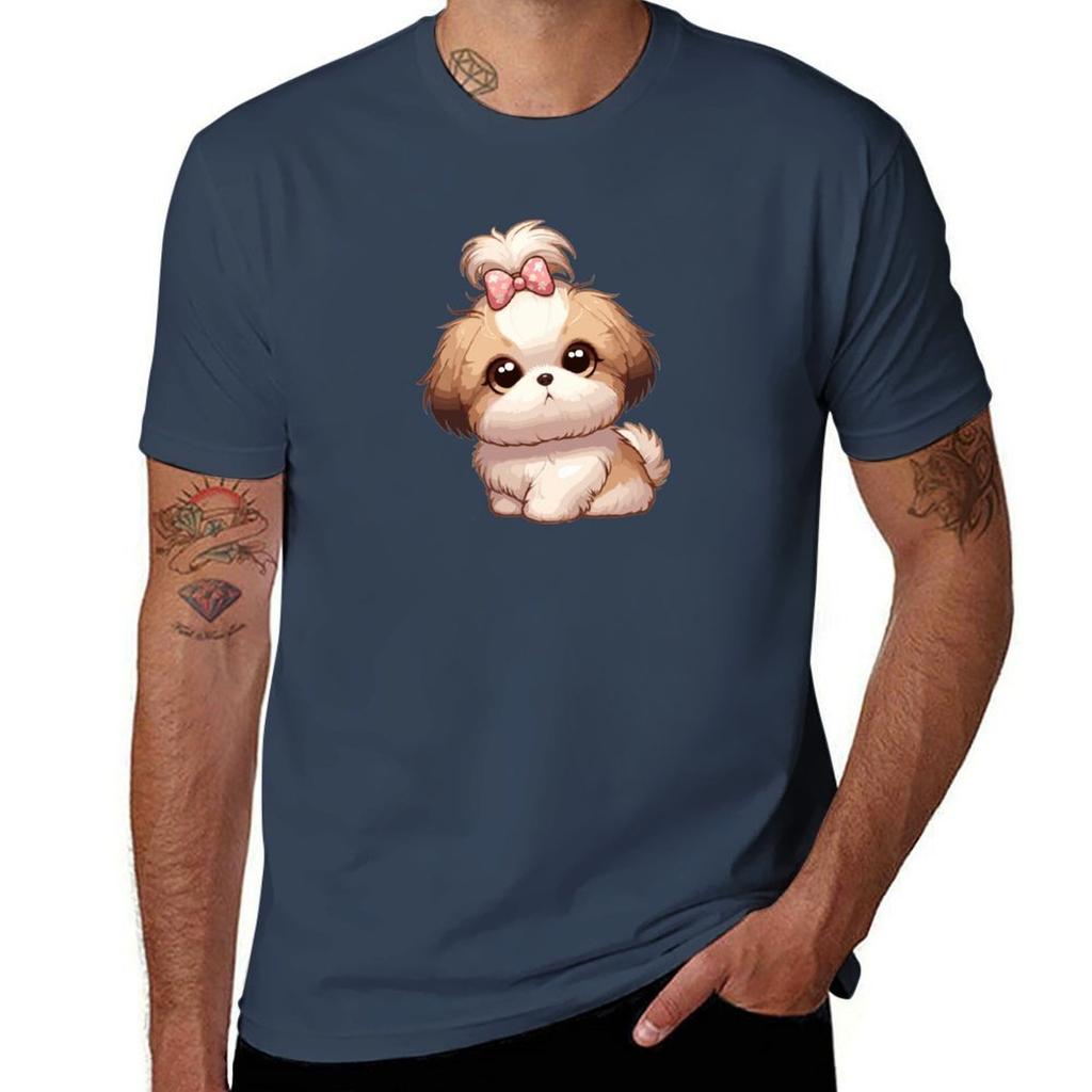 Confused Shih Tzu T-Shirt Novelty Print Casual Tee Shirt
