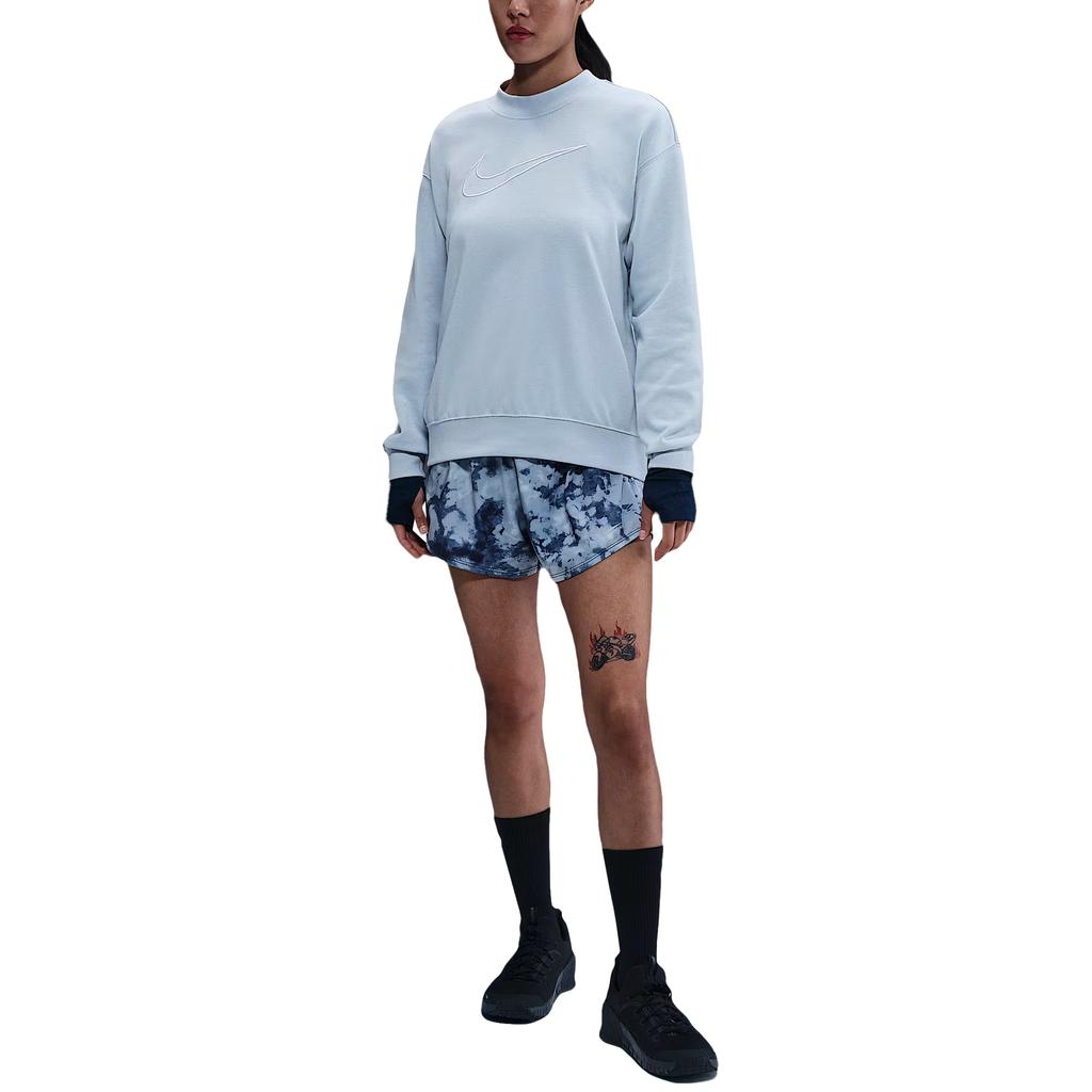 Nike Dri-Fit Swoosh Logo Loose Fit Crew Neck Drop Shoulder Long Sleeve Sweatshirt Women Sweatshirt DQ5543-441