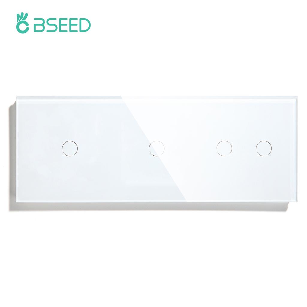 BSEED 1/2/3Gang Touch Switch Double Light Switch Triple Sensor Switch 1Way EU Standard Glass Panel Blue Back Light White Series