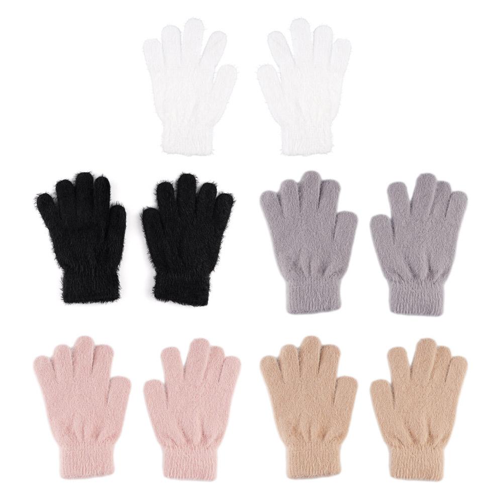 Winter Mink Velvet Five Finger Gloves Plush Warm Cold-proof Gloves Women Outdoors Cycling Solid Color Wistiti Mittens
