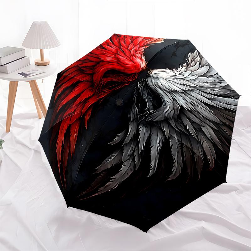Angel Wings Theme 8 Bone Hand Automatic Folding Umbrella, Compact and Portable Design, A Perfect Gift for Birthday, Christmas or Business Us