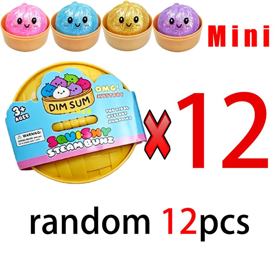 Mini Dumpling Squishies Dumpling Mystery Box Soft Squeeze Sensory Toy for Stress Relief Glitter Random Colors Stretchy Desk Toy