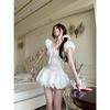 Sexy Sweet Girl Style Lace Patchwork Dress, New Summer New High-end Waist-cinching Puffy Short Skirt