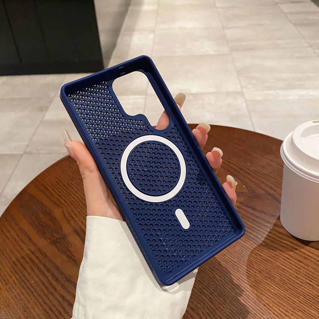Honeycomb Mesh Cooling Suitable for Samsung S25 Ultra Skin-sensitive Magnetic Phone Case S24 Ultra Anti Fall Protection Case