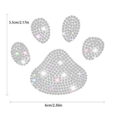 4PCS Diamond Studded Dog Footprints Car Body Stickers