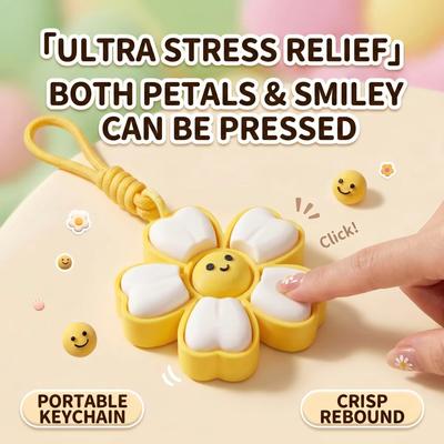 1Pc 3D Printed Flower Fidget Keychain Stress Relief Sensory Toy Cute Smile Face Anti Anxiety Fidget Toy Keyring Bag Pendant Gift