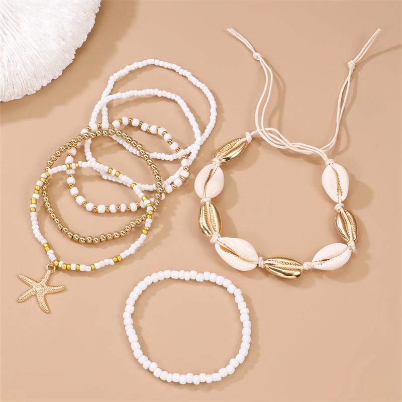Bohemian Style Multilayer Glass Shell Jewelry Set For Women Gift