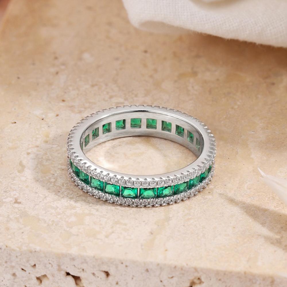 Pravé stříbro S925 Smaragdové prsteny Dámské Čtvercové Briliantní Prsteny Dámské Luxusní Šperky Lesklý 8A Zirkon Dívčí Dárek Párty